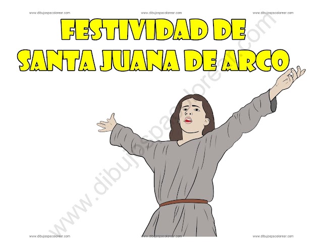 Festividad de Santa Juana de Arco dibujo a color y para colorear